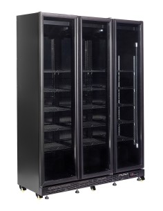 RÉFRIGÉRATEUR 3 PORTES EN VERRE NOIR NAP-1200 HT - AVEC...