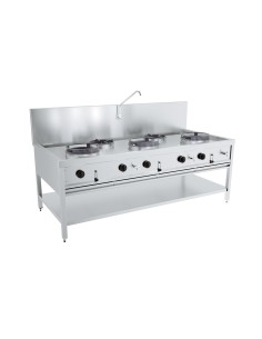 TABLE WOK À GAZ 3X17KW + 2X9KW