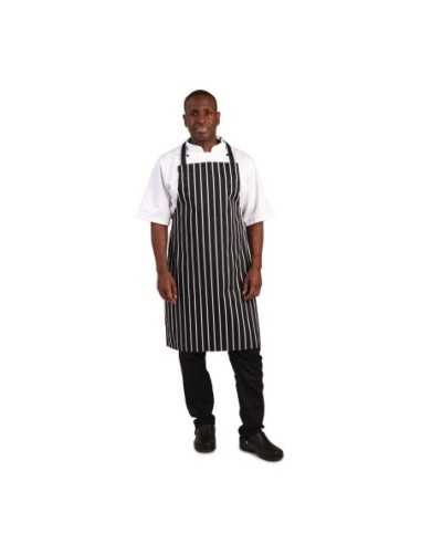 Tablier bavette Whites rayé noir et blanc