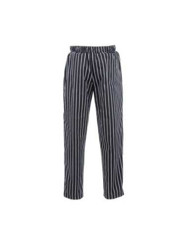 Pantalon de cuisine mixte Baggy Chef Works rayé noir et blanc M