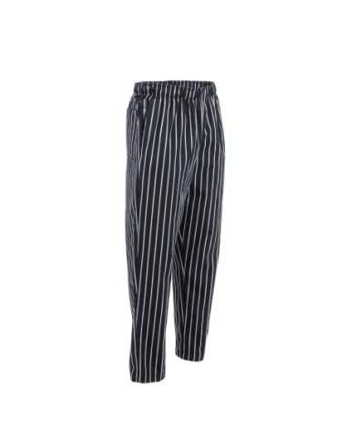 Pantalon de cuisine mixte Baggy Chef Works rayé noir et blanc S