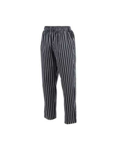 Pantalon de cuisine mixte Baggy Chef Works rayé noir et blanc S