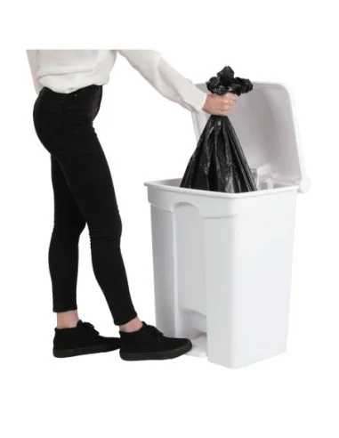 Poubelle de cuisine à pédale Jantex blanche 65L