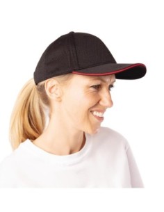 Casquette baseball Cool Vent Chef Works noire et rouge 2