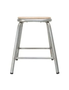 Tabouret bas en acier galvanisé avec assise en bois Bolero Cantina (lot de 4) 2