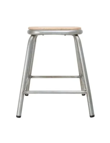 Tabouret bas en acier galvanisé avec assise en bois Bolero Cantina (lot de 4)