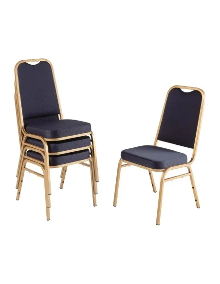 Chaises de banquet à dossier carré Bolero bleues (Lot de 4)