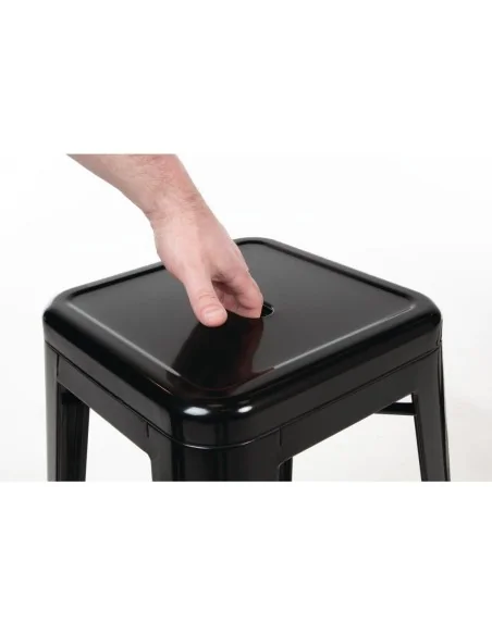 Tabourets hauts en acier galvanisé Bolero Bistro noirs (lot de 4)
