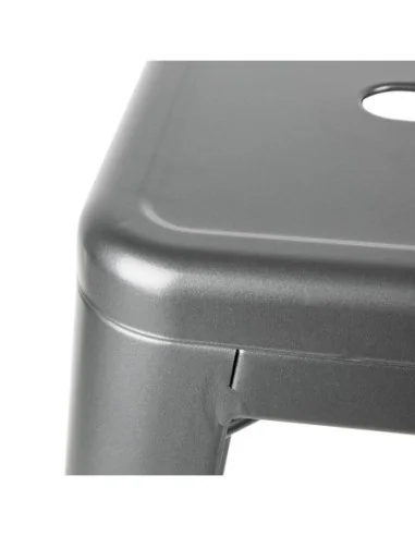 Tabourets hauts en acier gris métal avec dossier Bolero Bistro (lot de 4)