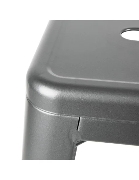 Tabourets hauts en acier gris métal avec dossier Bolero Bistro (lot de 4)