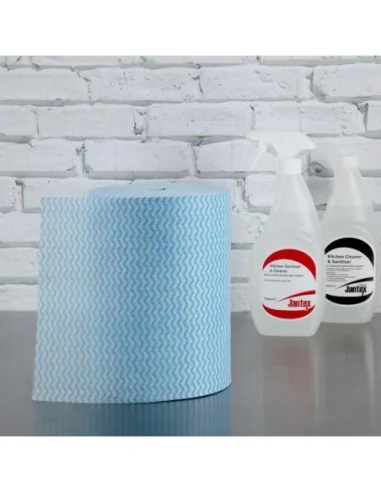 Chiffons tout usage antibactériens Jantex bleus (Lot de 200)