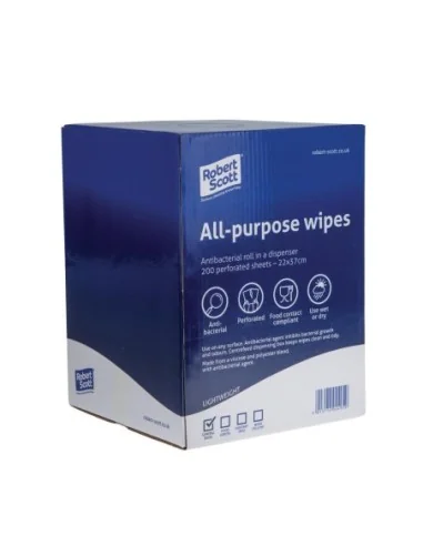 Chiffons tout usage antibactériens Jantex bleus (Lot de 200)