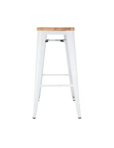 Tabourets hauts Bolero Bistro avec coussin d'assise en bois blanc (paquet de 4) 2