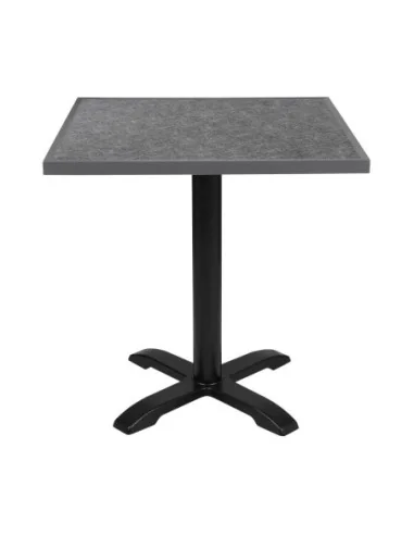 Plateau de table extérieur carré en verre trempé Bolero noir brossé bord gris 700 mm