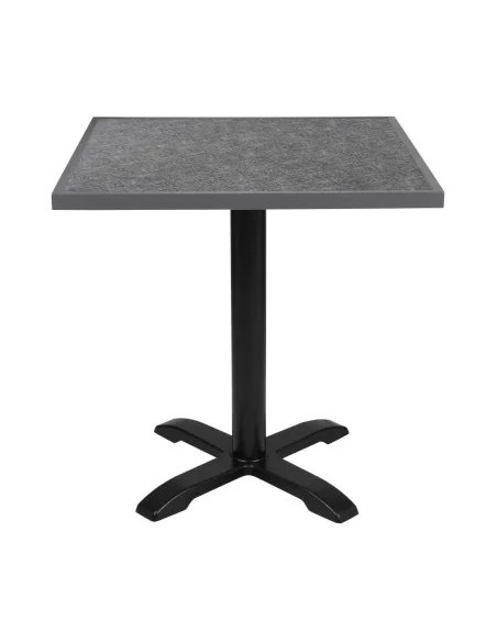 Plateau de table extérieur carré en verre trempé Bolero noir brossé bord gris 700 mm