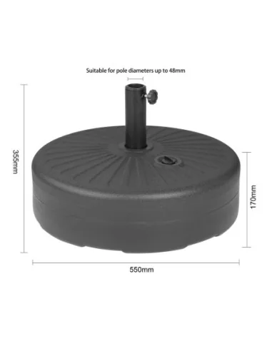 Pied de parasol en plastique noir Bolero 40L (rempli)
