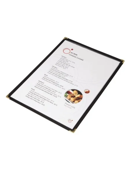 Protège-menu style américain deux pages Olympia A4 noir