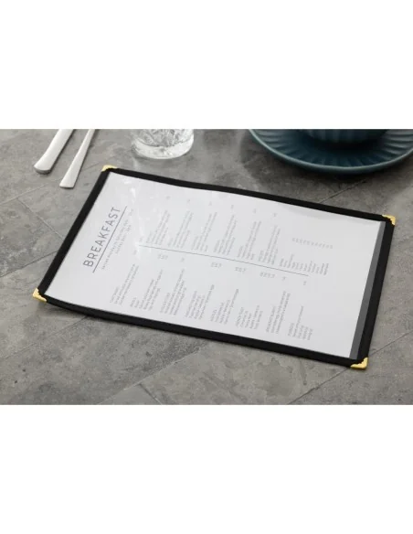 Protège-menu style américain deux pages Olympia A4 noir