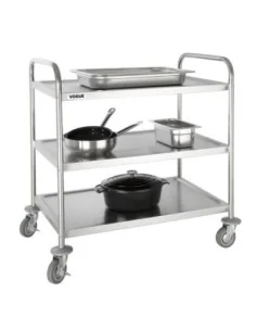 Grand chariot de débarrassage en acier inoxydable Vogue 3 niveaux 2