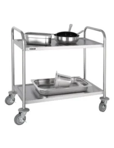 Chariot de débarrassage en acier inoxydable Vogue 2 niveaux 2