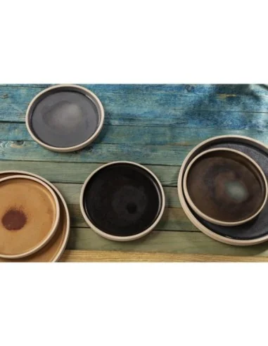 Assiettes plates bord droit granit bleu Olympia Canvas 18 cm  (Lot de 6)