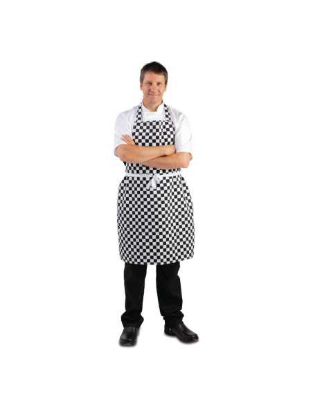 Tablier bavette Whites carreaux noirs et blancs