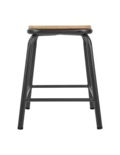 Tabourets bas avec assise en bois Bolero Cantina gris métal (lot de 4) 2