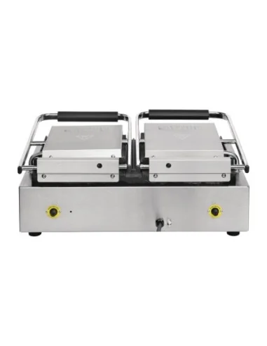 Gril de contact double Buffalo lisse à gauche/rainuré à droite