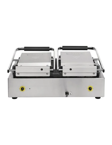 Gril de contact double Buffalo lisse à gauche/rainuré à droite