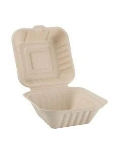 Boîtes hamburger compostables en bagasse coloris naturel Fiesta Compostable 152mm (lot de 500) 2