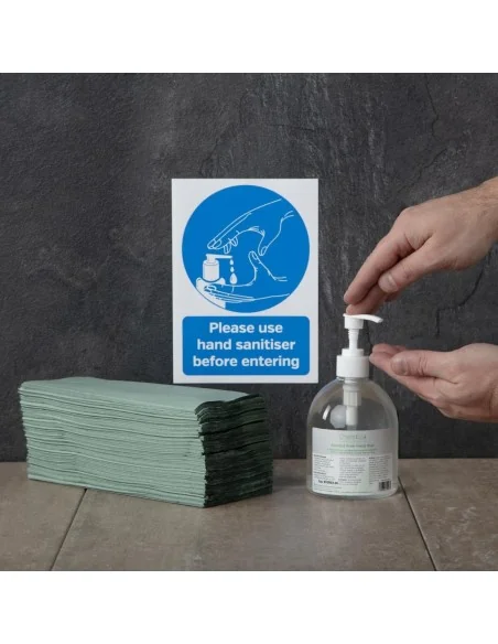 Autocollant Désinfection des mains avant d'entrer format A5