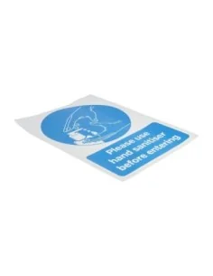 Autocollant Désinfection des mains avant d'entrer format A4 2