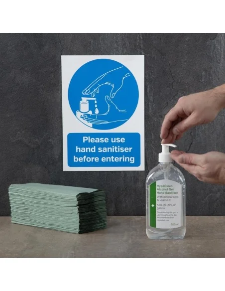 Autocollant Désinfection des mains avant d'entrer format A4