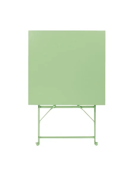 Table de terrasse carrée pliante en acier Bolero vert clair 600 mm