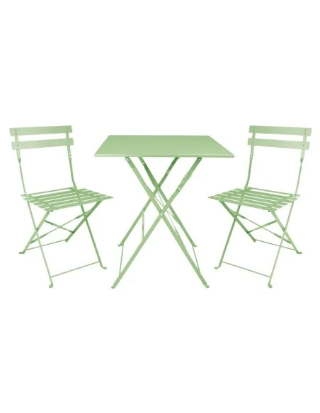 Table de terrasse carrée pliante en acier Bolero vert clair 600 mm