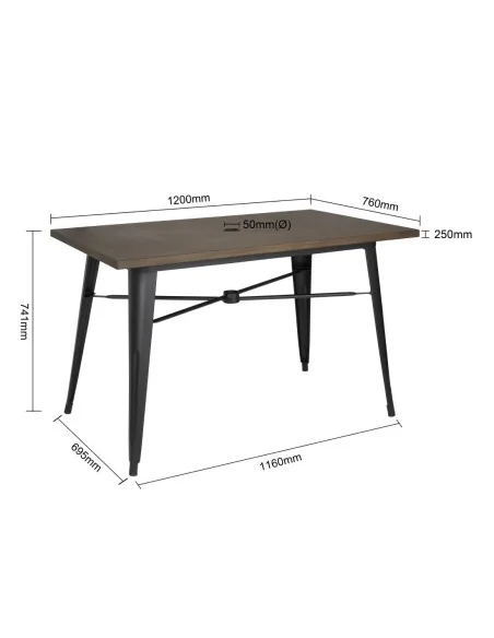 Table d'extérieur Bolero 120x76x75cm bois noir