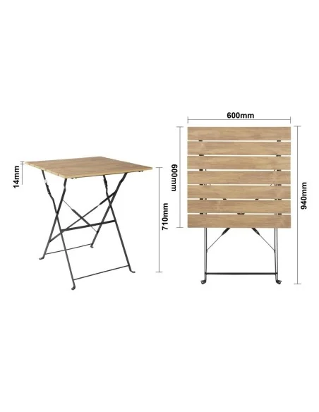 Table de terrasse carrée Bolero Perth effet bois