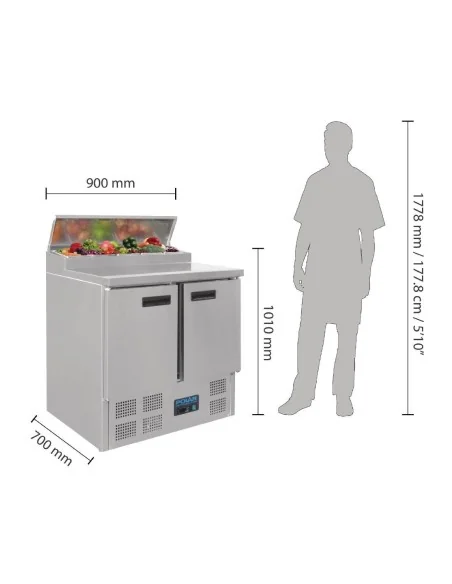 Comptoir de préparation réfrigéré pizzas salades 254L Polar Série G