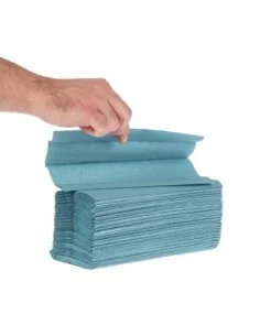 Essuie-mains 1 pli pliage en C Jantex bleu 2850 feuilles (lot de 15) 2