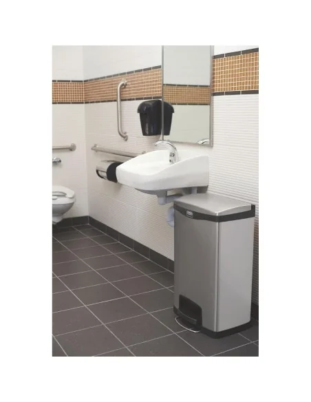Poubelle à pédale frontale inox Rubbermaid Slim Jim 50L