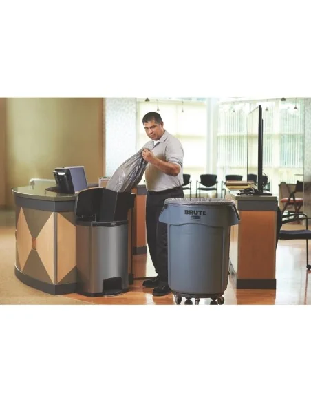 Poubelle à pédale frontale inox Rubbermaid Slim Jim 50L