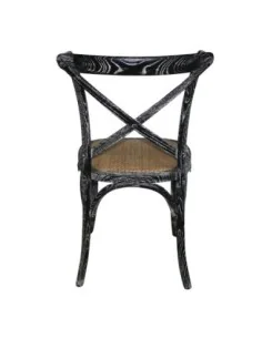 Chaises en bois patiné avec dossier croisé Bolero noires (lot de 2) 2