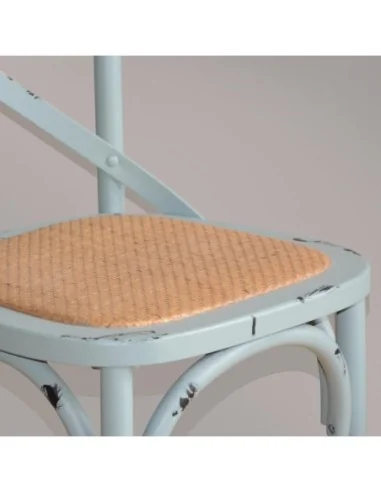 Chaises en bois patiné avec dossier croisé Bolero bleues (Lot de 2)