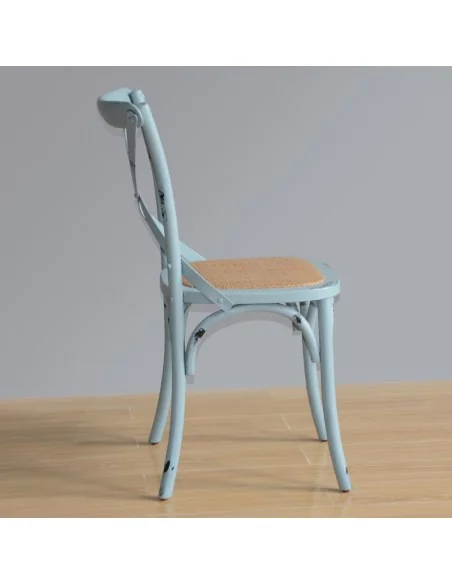 Chaises en bois patiné avec dossier croisé Bolero bleues (Lot de 2)