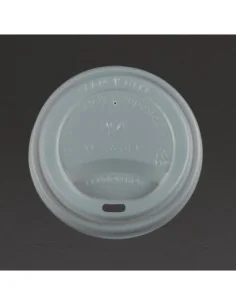 Couvercles compostables CPLA pour gobelets boissons chaudes Vegware 34 cl / 45,5 cl (lot de 1000)