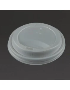 Couvercles compostables CPLA pour gobelets boissons chaudes Vegware 34 cl / 45,5 cl (lot de 1000) 2