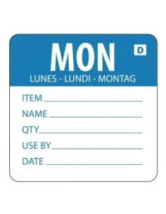 Etiquettes solubles Hygiplas jour de la semaine Lundi (Lot de 250)