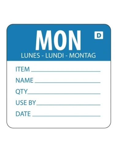 Etiquettes solubles Hygiplas jour de la semaine Lundi (Lot de 250)