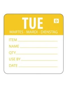 Etiquettes solubles Hygiplas jour de la semaine Mardi (Lot de 250)
