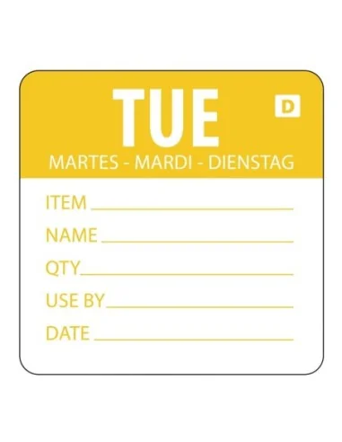 Etiquettes solubles Hygiplas jour de la semaine Mardi (Lot de 250)